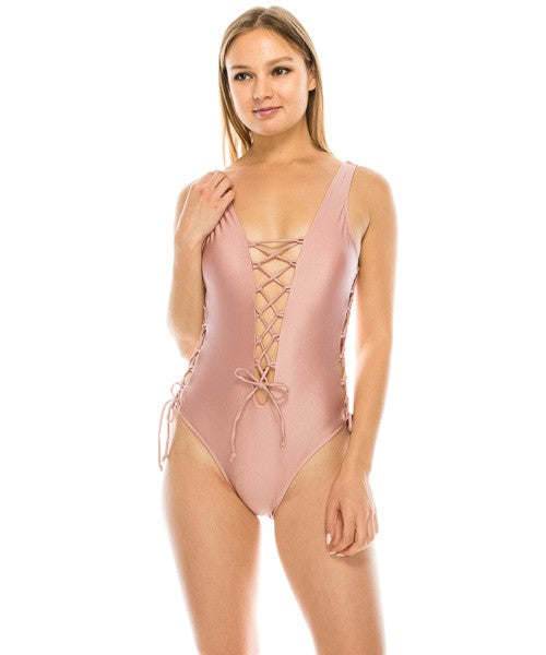 Deep V Cut One Piece Swimsuit