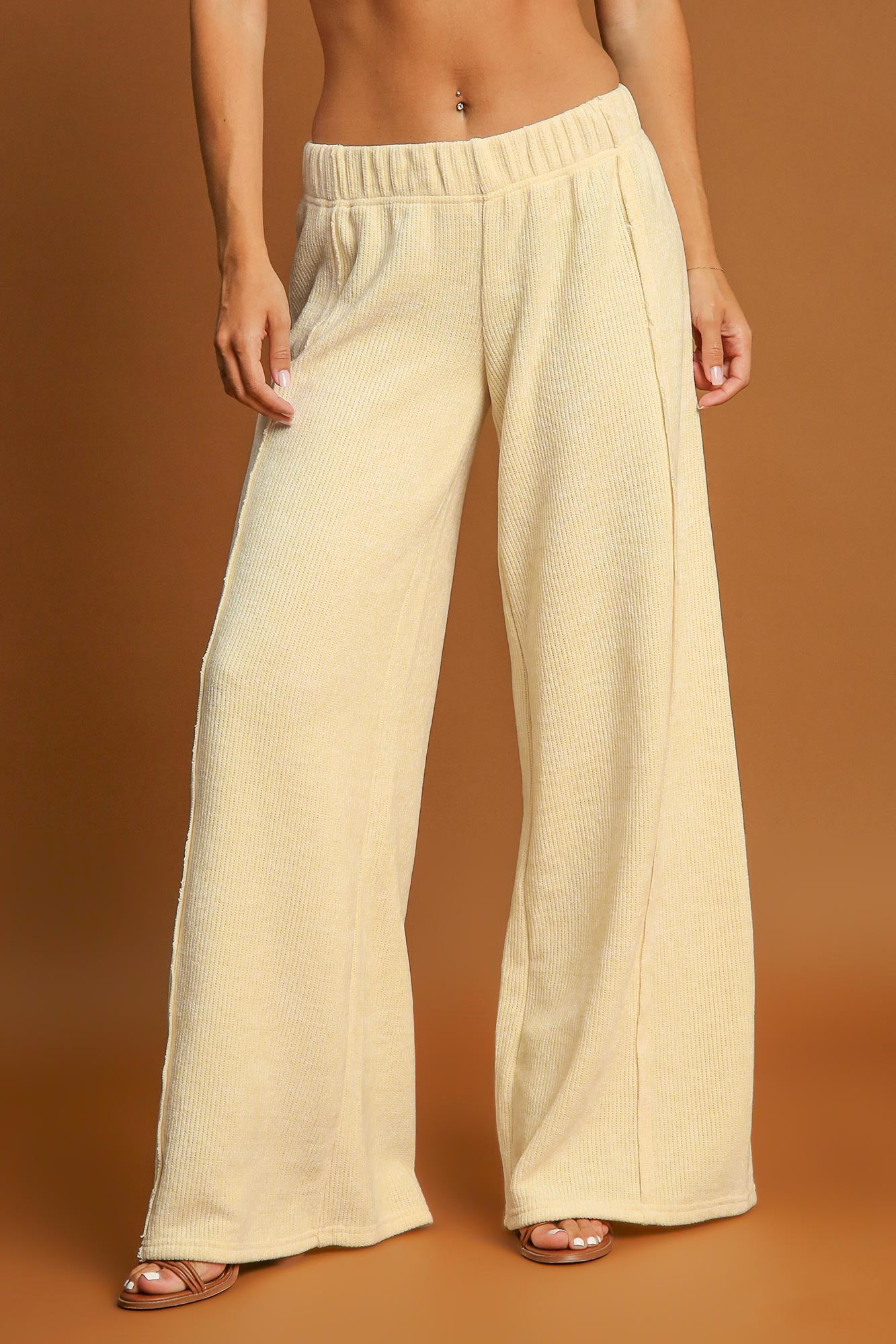 Elastic Waist Wide Leg Pants