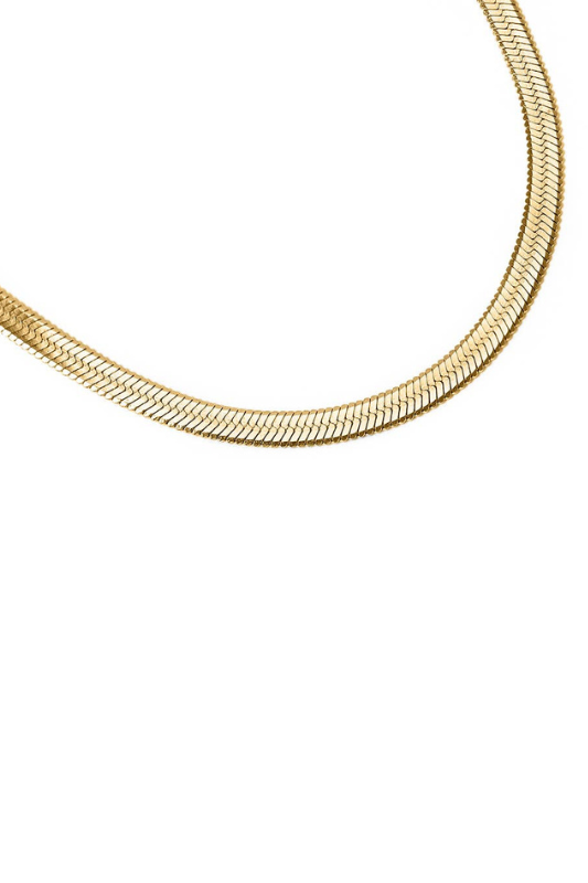 The Riviera Herringbone Necklace – 18K PVD Gold Finish - Luxe and Allure