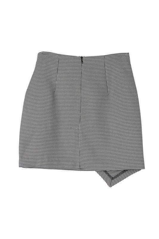 Houndstooth Shirred Wrap Skirt