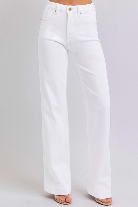 White Allure High Waist Straight Jeans