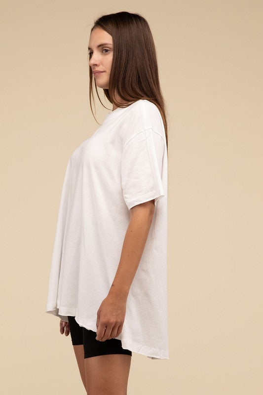 Cotton Drop Shoulder Oversized Top