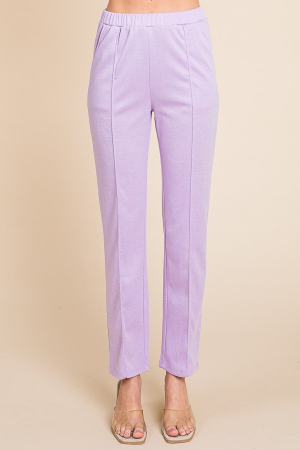 Lilac  Pin Tuck Detail Slim Pants