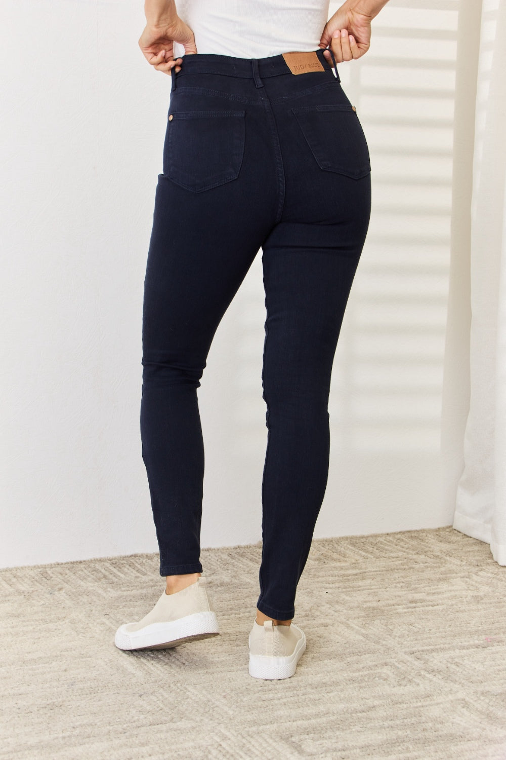 Blue Garment Dyed Tummy Control Skinny Jeans