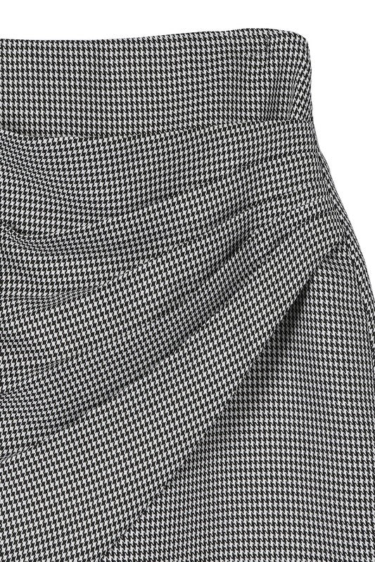 Houndstooth Shirred Wrap Skirt