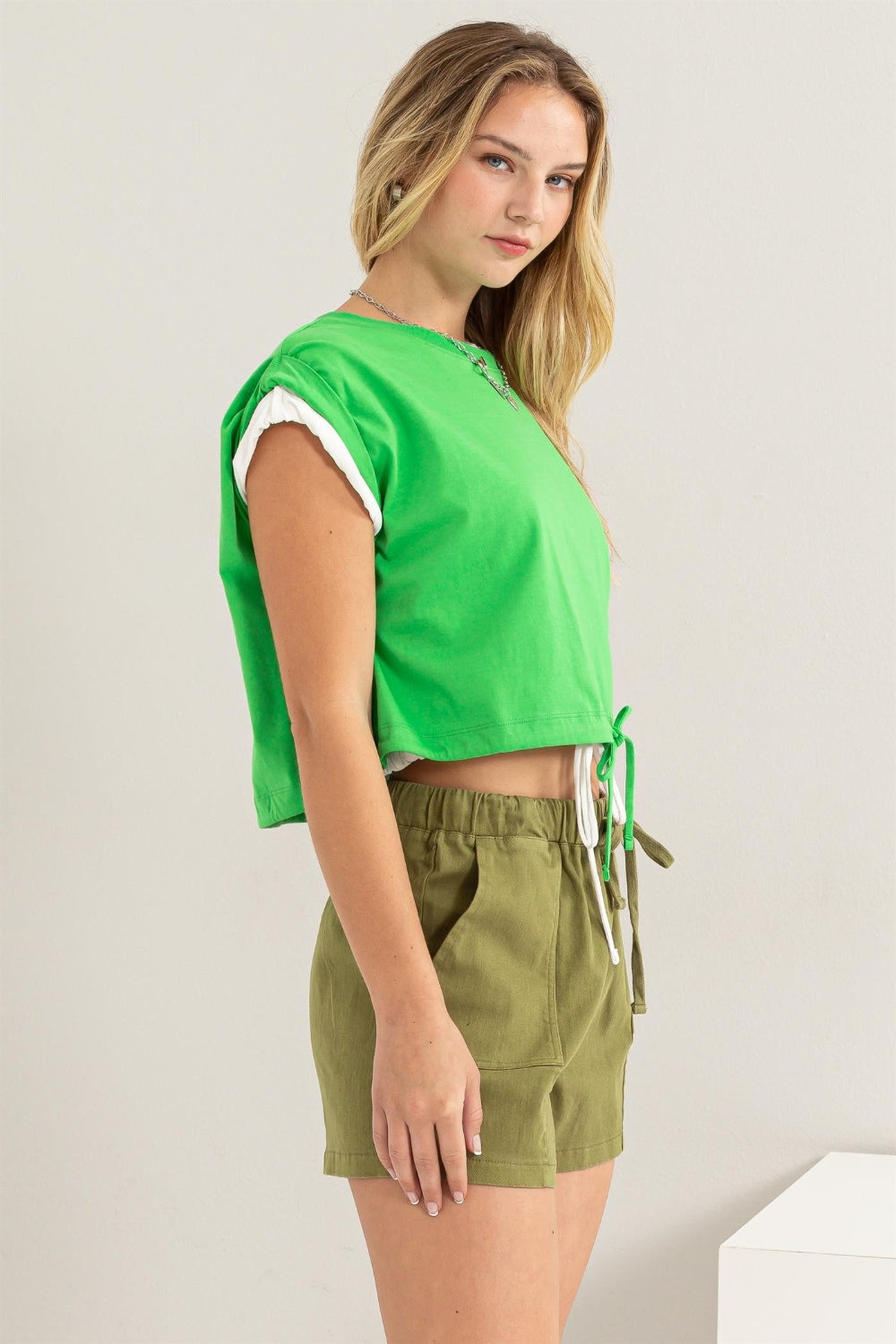 Drawstring Hem Crop Top