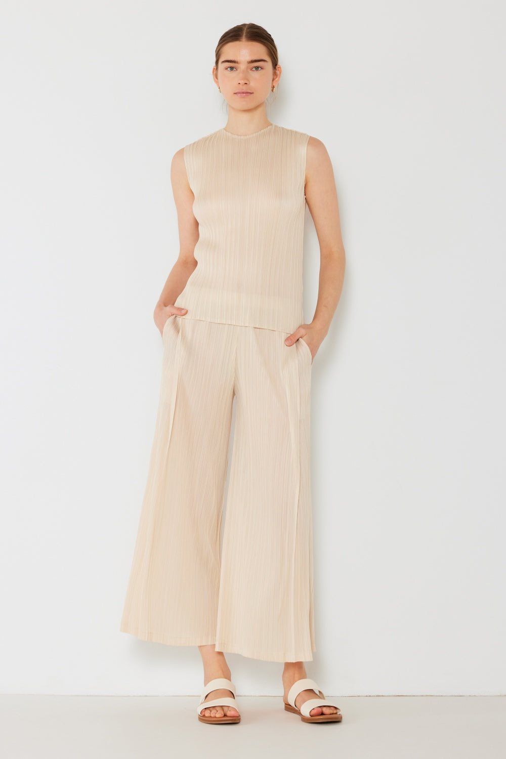 Marina West  Pleated Wide-Leg Pants with Side Pleat Detail