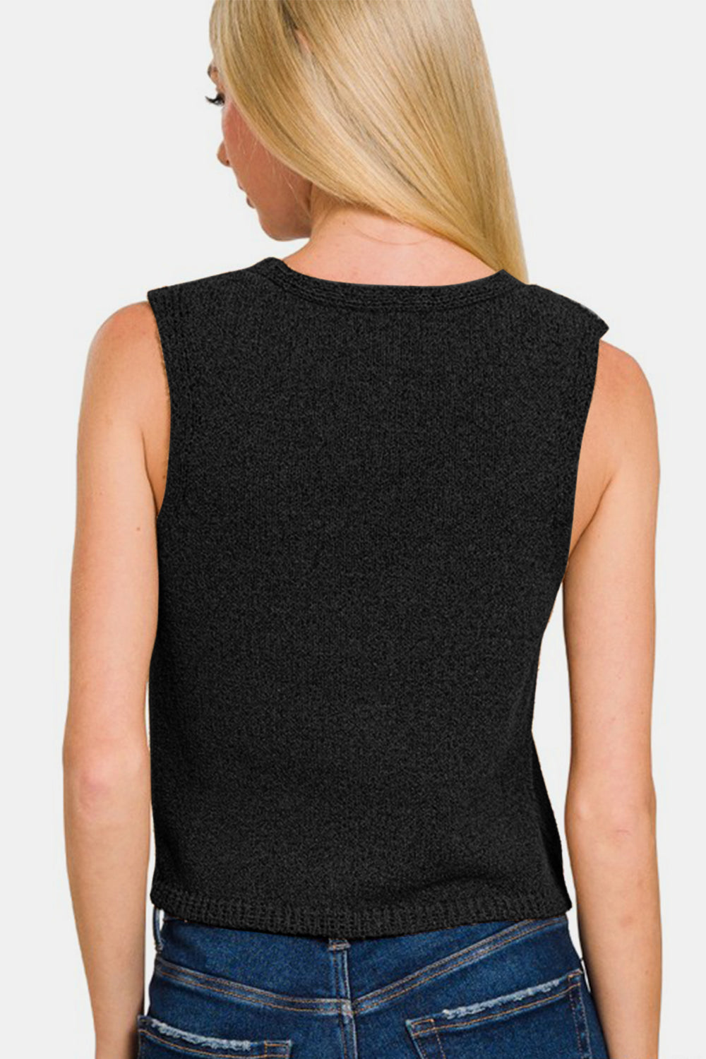 Hook and Eye Closure V-Neck Sweater Vest