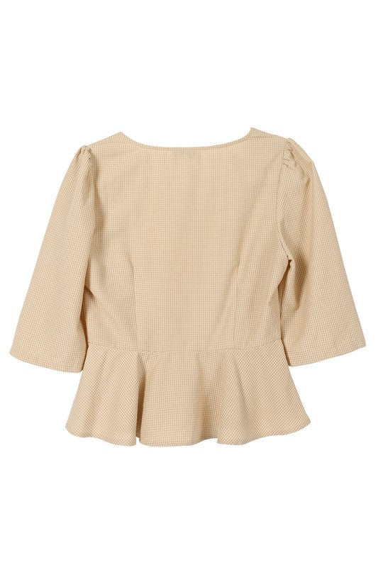 3/4 Sleeve Front Button Blouse