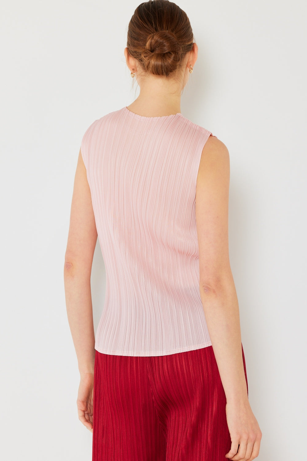 Marina West  Pleated Sleeveless Crewneck Tank