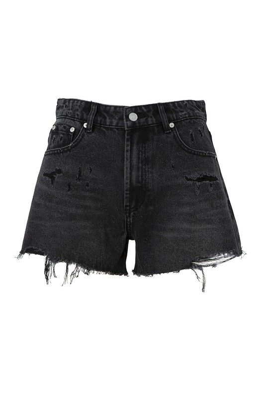 Copy Cat Distressed Denim Shorts