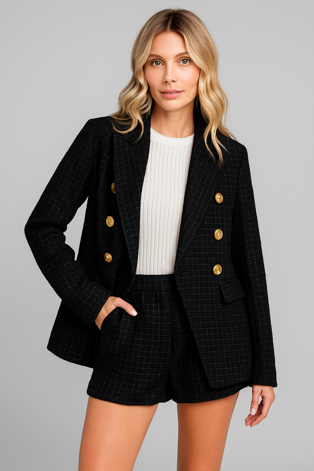 Luxe Tweed Blazer Shorts Set
