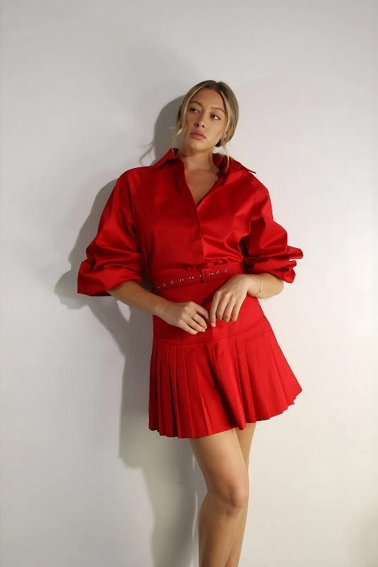 Passion in Paris Bubble Sleeve Skirt Set - Luxe and Allure