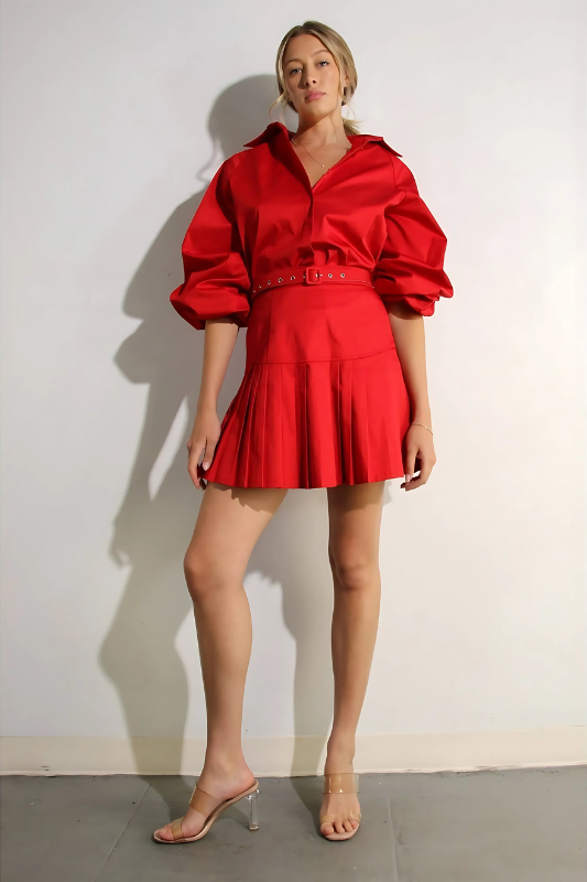 Passion in Paris Bubble Sleeve Skirt Set - Luxe and Allure