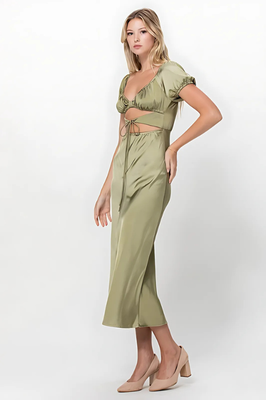 Romance in Rome Cut Out Satin Dress