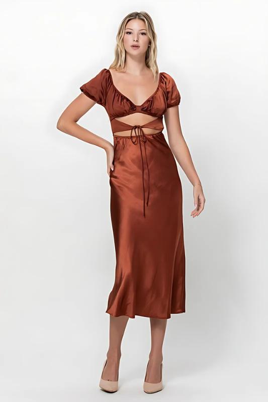 Romance in Rome Satin Dress - Luxe and Allure