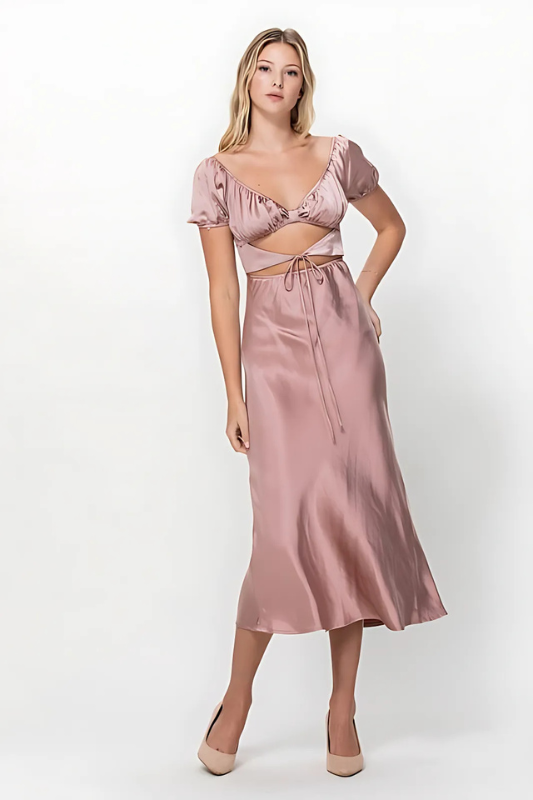 Romance in Rome Satin Dress - Luxe and Allure