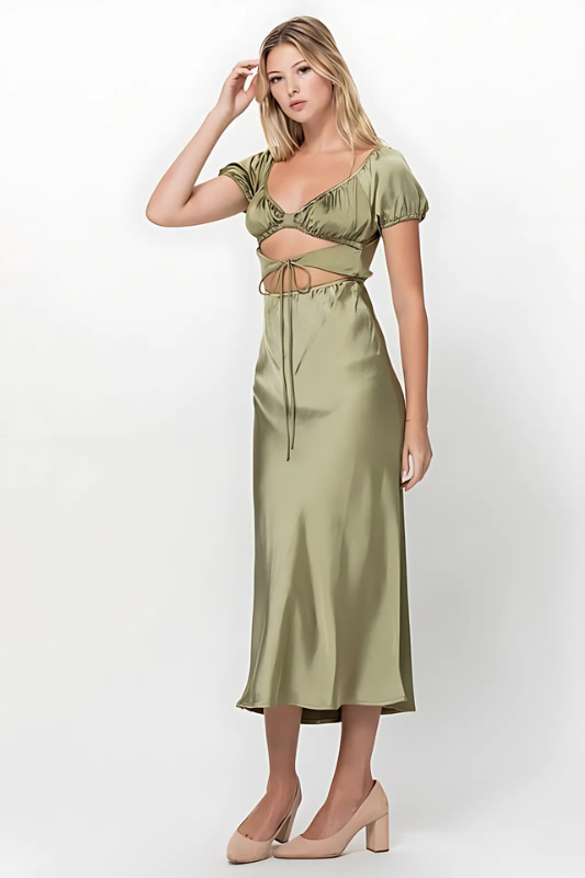 Romance in Rome Satin Dress - Luxe and Allure