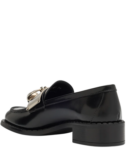 Prada Brushed Leather Ball Chain Loafers