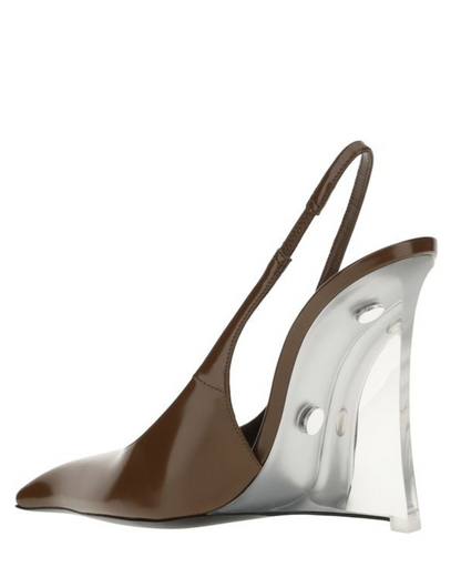 Miller Leather Clear-Wedge Pumps
