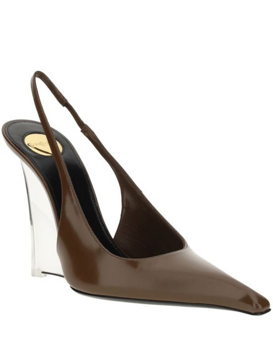 Miller Leather Clear-Wedge Pumps