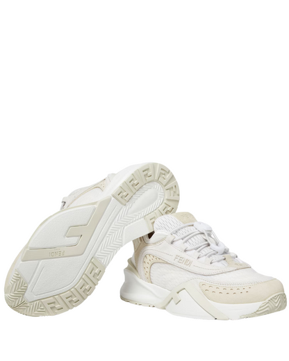 Fendi Flow White mesh and Suede Low Tops