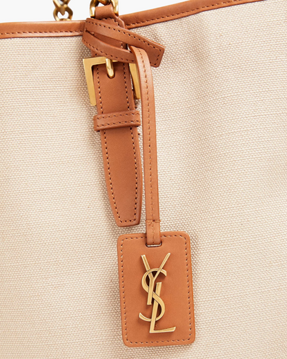 Saint Laurent Leather-trimmed canvas tote