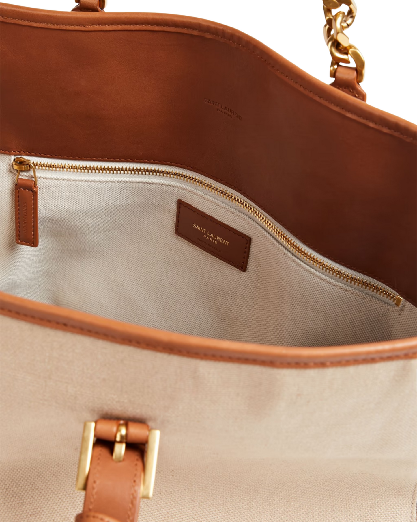 Saint Laurent Leather-trimmed canvas tote