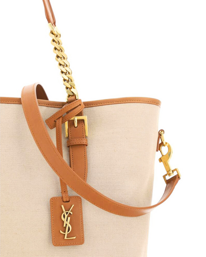 Saint Laurent Leather-trimmed canvas tote