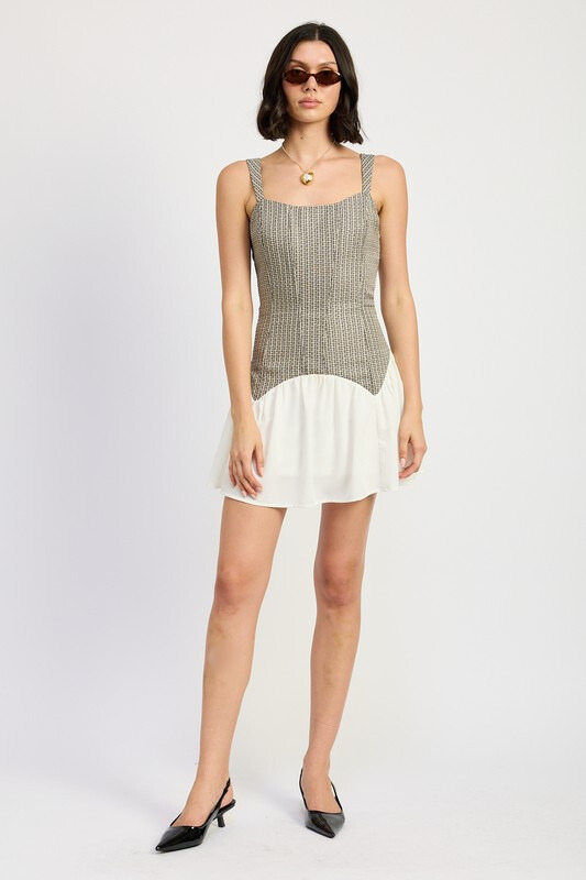 Contrasted Corset Mini Dress