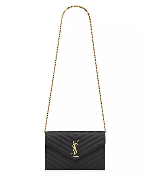 Saint Laurent cassandre chain wallet in lambskin