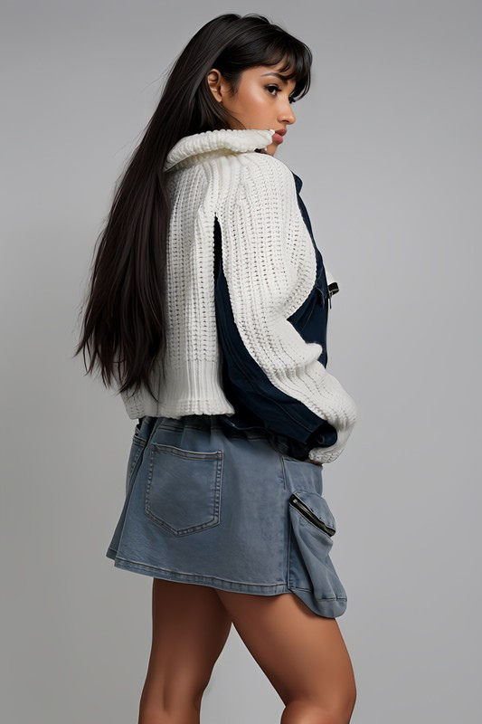 Mixed Media Knit & Denim Jacket