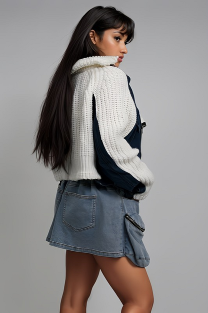 Mixed Media Knit & Denim Jacket