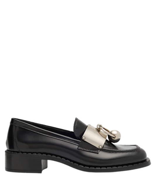 Prada Brushed Leather Ball Chain Loafers