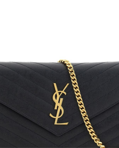 Saint Laurent cassandre chain wallet in lambskin