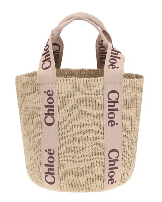Chloé Large Woody basket in natural fibers