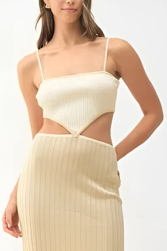 Verve Knit Taupe Color Block Midi Dress
