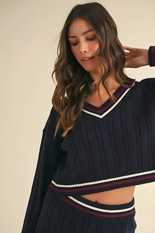 The Luxe Collegiate Skirt Sweater Set