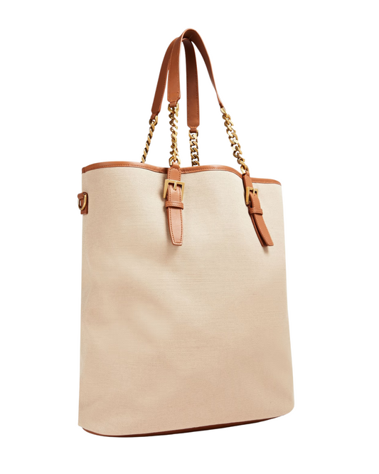 Saint Laurent Leather-trimmed canvas tote