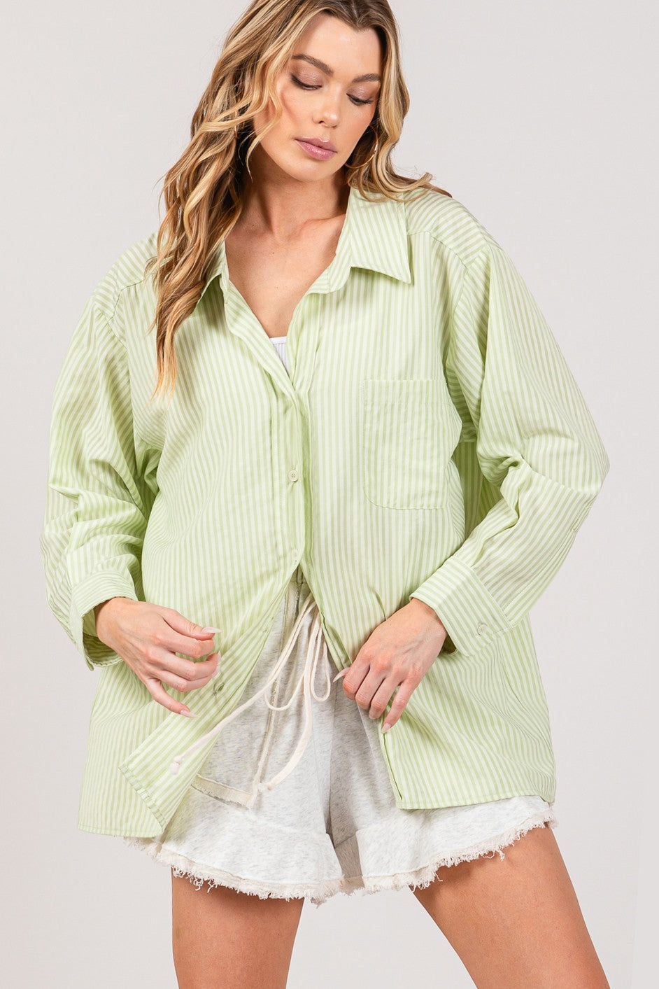 Striped Button Up Long Sleeve Shirt