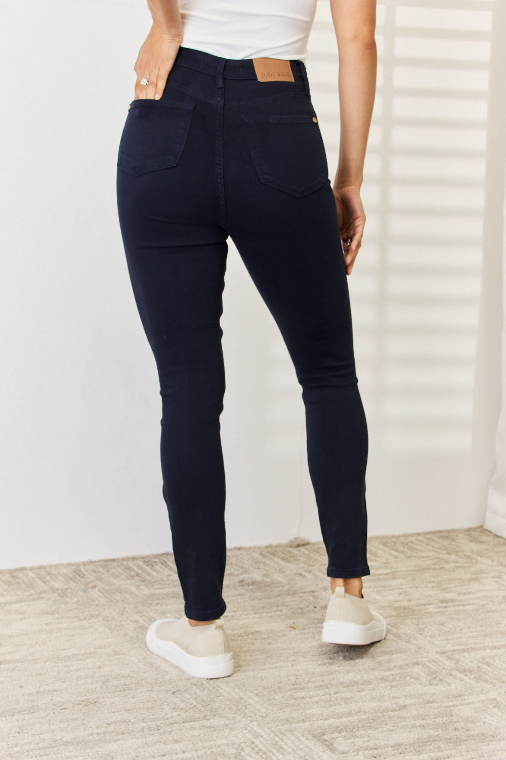 Blue Garment Dyed Tummy Control Skinny Jeans