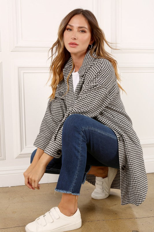 The Houndstooth Long Shacket