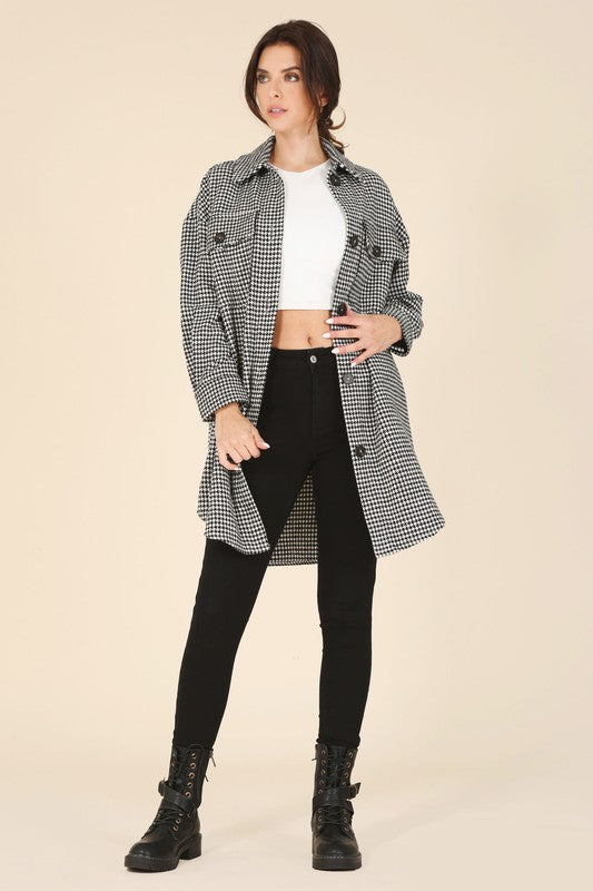 The Houndstooth Long Shacket