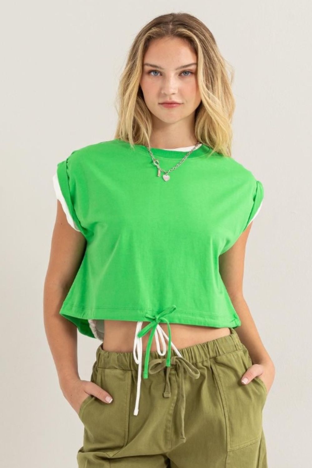 Drawstring Hem Crop Top