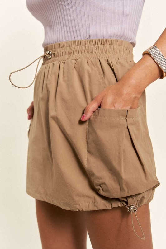 Drawstring Skort with Pockets