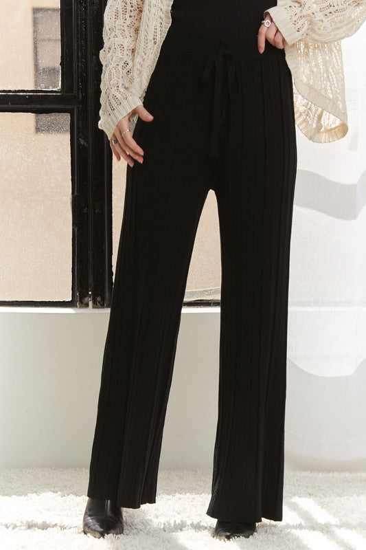 Tied Wide Leg Knit Pants