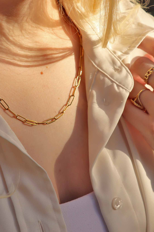 The Valette Chain Necklace 4mm – Paperclip Style 18K Gold PVD - Luxe and Allure