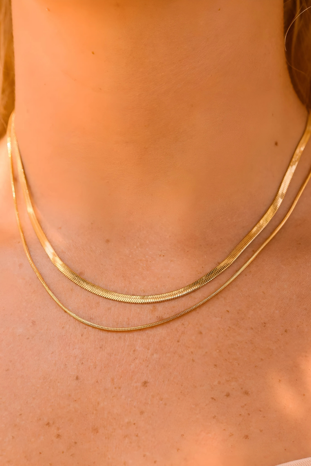 The Riviera Herringbone Necklace – 18K PVD Gold Finish - Luxe and Allure