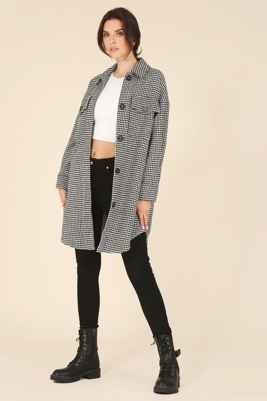 The Houndstooth Long Shacket