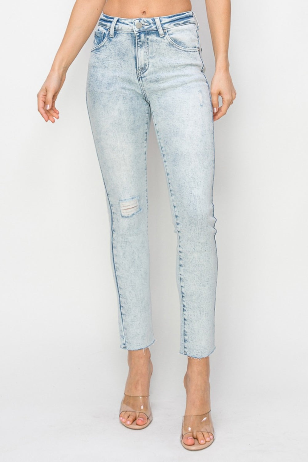 Light High Rise Distressed Skinny Jeans